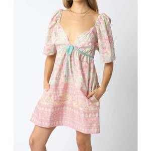 Olivaceous Pink and Mint Floral Mini Dress